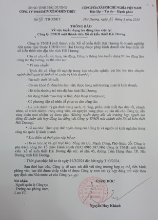 Tuyển dụng tháng 3-2024
