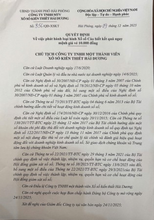 Quyết định phát hành xổ số Cào biết kết quả ngay