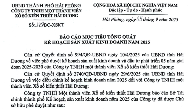 Báo cáo mục tiêu kế hoạch sản xuất kinh doanh năm 2025
