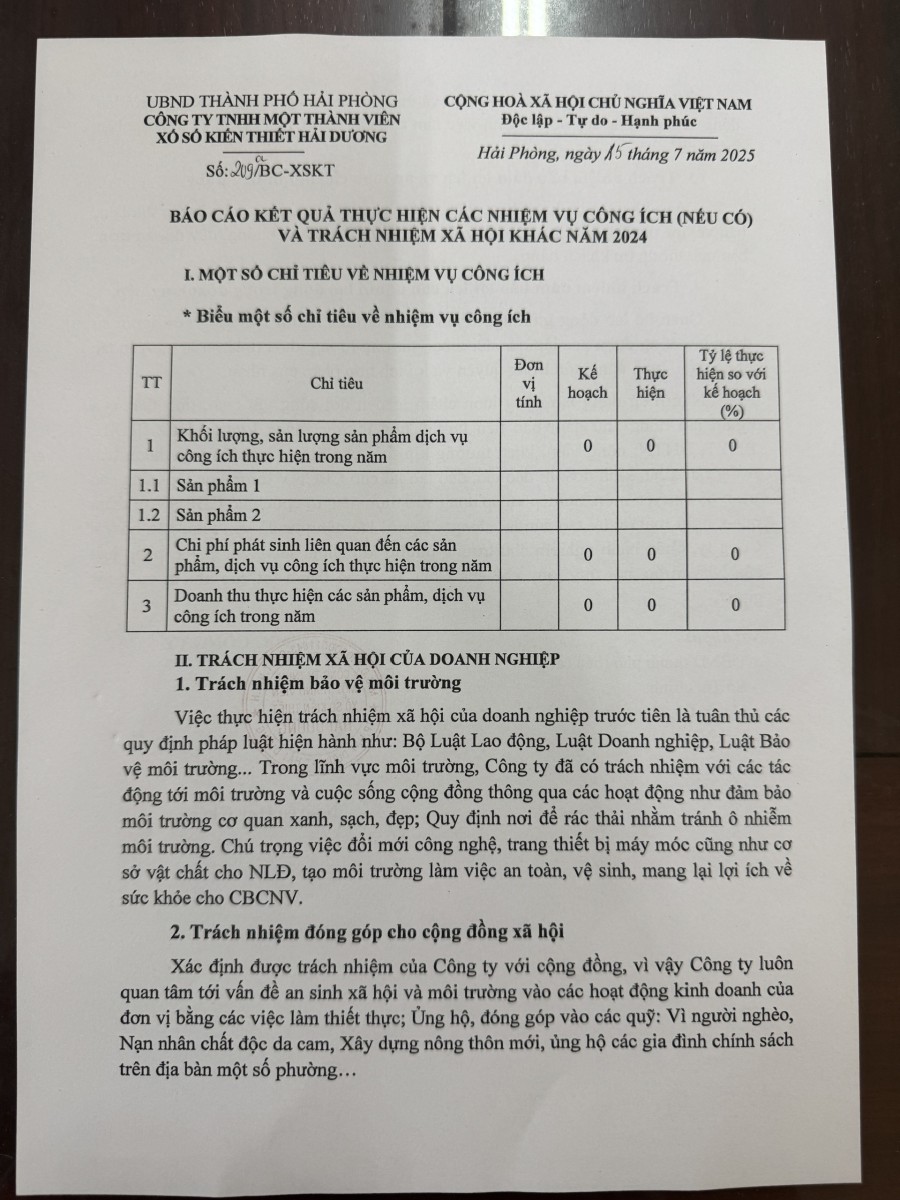 Công bố kết quả thực hiện công ích năm 2024